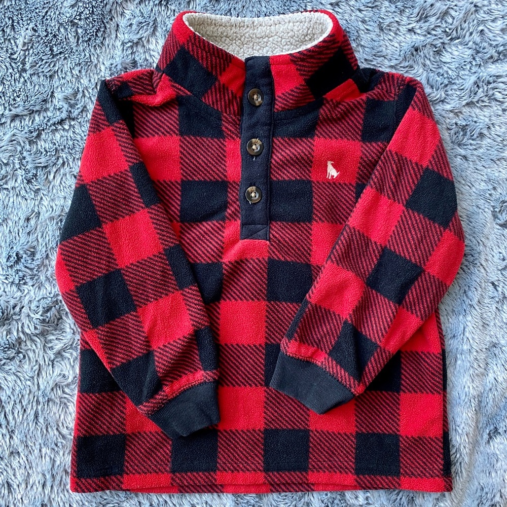 Carter’s Black and Red Plaid Fleece Pullover - Boys Size 2T